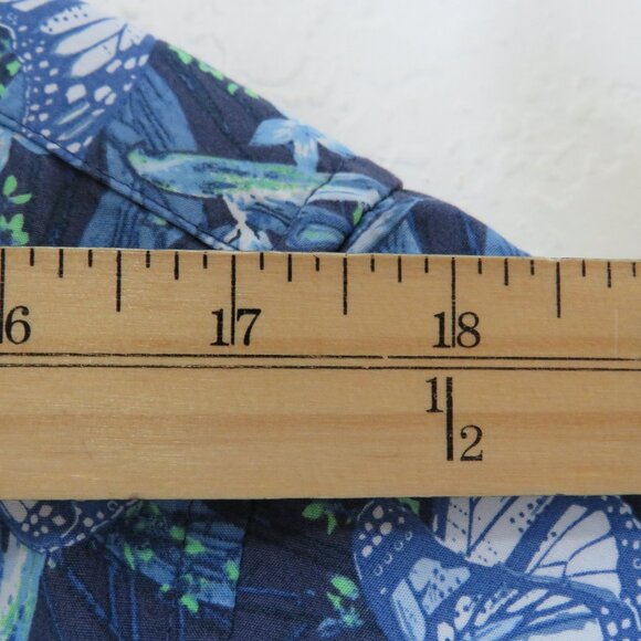 Denim & Flower*‎ Men's Short Sleeve Button Down Curved Hem Floral Shirt~ Large - Picture 6 of 11